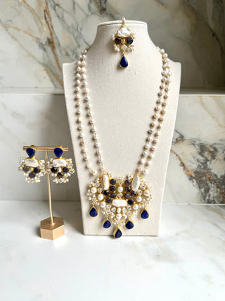 Luxury Navy Double Pearl Mala Set