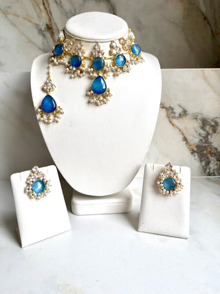 Zariya Blue Pearl Choker Set