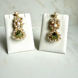 Prehnite Long Drop Earrings