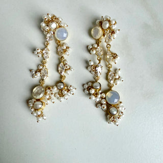 Gulmohar Selenite Elegance Earrings