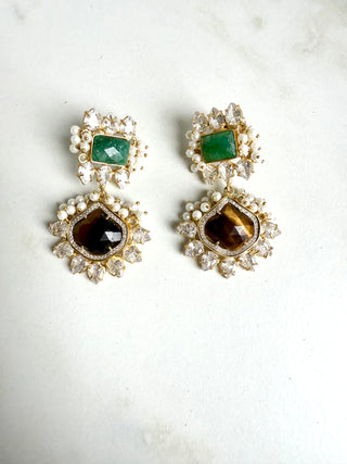 Meghra Green Classic Crystal Earrings