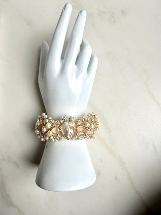 Pearl & Rose Quartz Statement Cuff