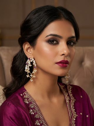 Crystal Purple Cascade Earrings