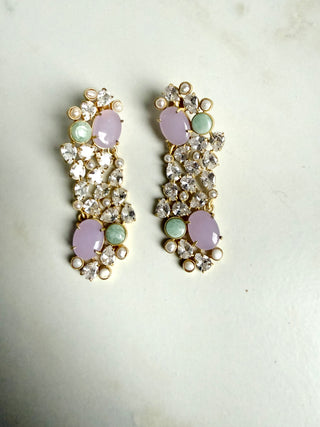 Amara Pastel Lilac Crystal Statement Earrings