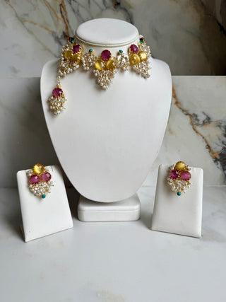 Marie Pink & Yellow Crystal Set