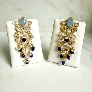 Adaa Blue Pearl Earrings