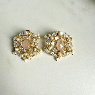 Noor-e-Sabz Quartz Pearl Earrings