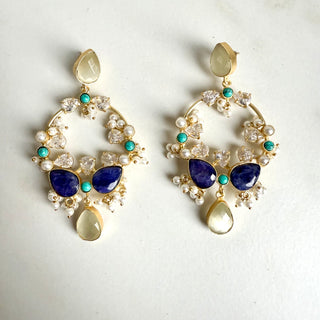 Hallie Navy Crystal Chandbali Earrings