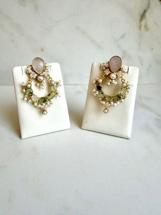 Prehnite & Quartz Earrings