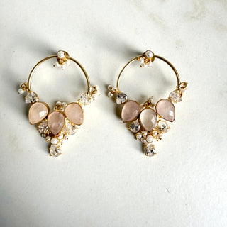 Zaria Quartz & Pearl Chand Hoops