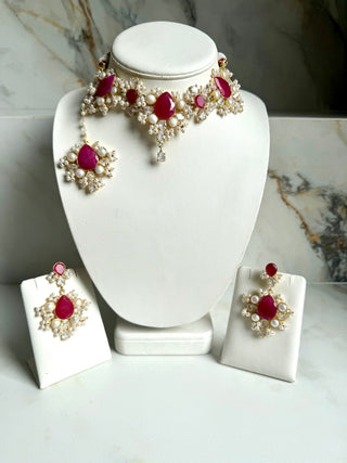 Ruby Pearl & Crystal Set