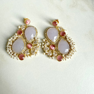 Lilac & Rose Pearl-Detail Statement Earrings