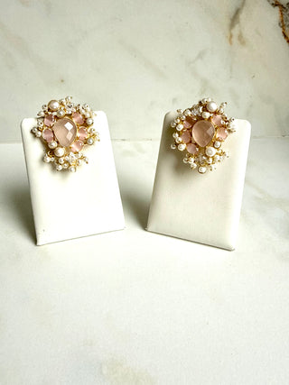 Gulab Moti Rose Quartz Earrings