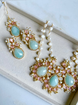 Amzonite Double Pearl Mala Set