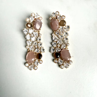 Amara Pastel Moonstone Crystal Statement Earrings
