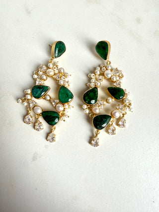 Green Chandelier Earrings