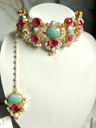 Gul-e-Rang Amazonite Pearl Set
