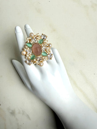 Faiza Large Crystal Ring