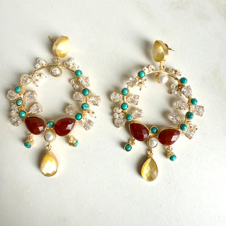 Hallie Lemon & Ruby Crystal Earrings