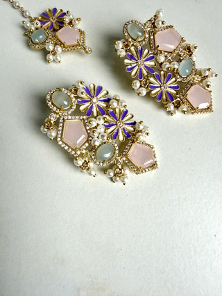 Gulabi Phool Tikka — Blush Pink & Prehnite