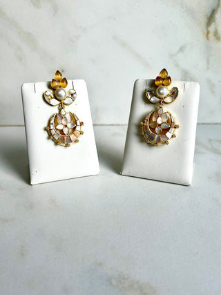 Lotus Sunny Yellow Earrings with Pearl Center