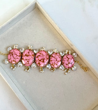 Fawzi Pink Crackle Bracelet