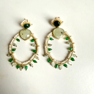 Emerald Bloom Hoop Earrings