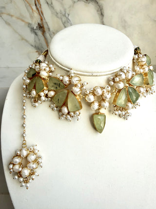 Marissa Prehnite Pearl Set