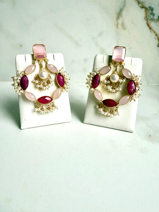 Pink Crystal Hoop Earrings