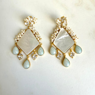 Blue Sparkle Pearl Earrings