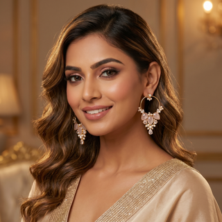 Zaria Quartz & Pearl Chand Hoops