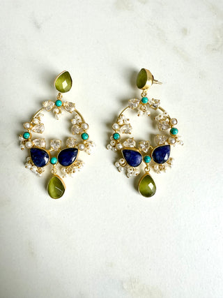Hallie Navy Crystal Chandbali Earrings