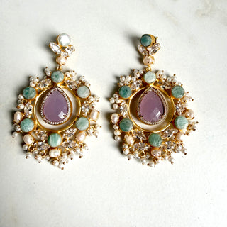 Gul-e-Neelam Statement Earrings