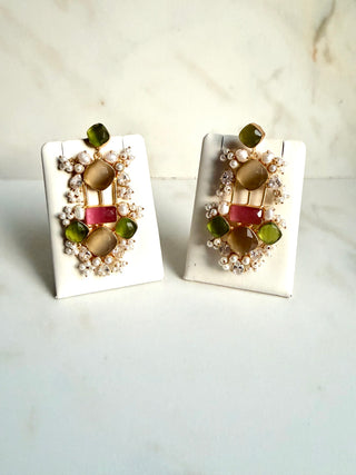 Mehfil Green Statement Earrings