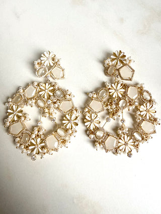 Gulmohar Grandeur Collection Ivory Earrings
