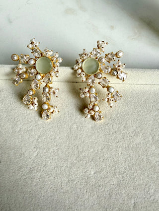 Mint Star Crystal Earrings