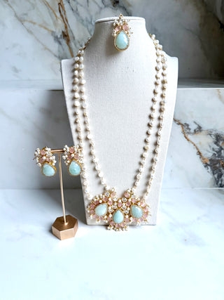 Amzonite Double Pearl Mala Set