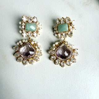 Meghra Amzonite Classic Crystal Earrings
