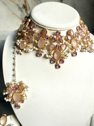 Rani Gulab Moonstone & Pink Choker