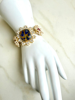 Navy & Ruby Crackle Crystal Bracelet