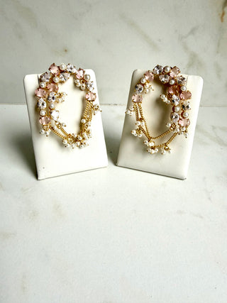 Crystal Pink Cascade Earrings
