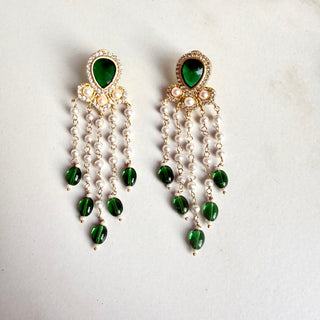 Emerald Pearl Rain Earrings