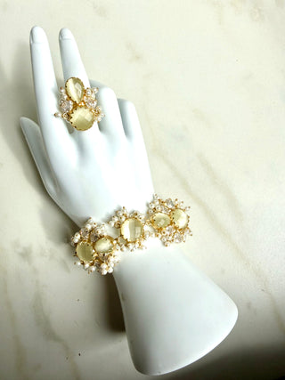 Celeste Bloom Statement Bracelet & Ring Set