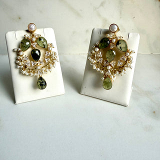 Royal Rani Prehnite  Pearl Chandeliers