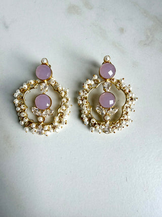 Crimson Lilac Pearl Earrings