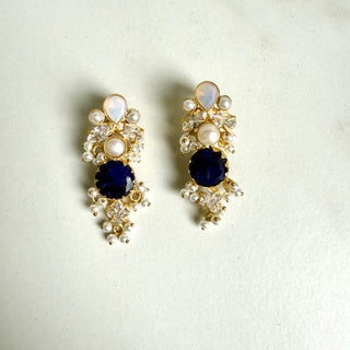 Lapis Lazuli Selenite & Pearl Drop Earrings