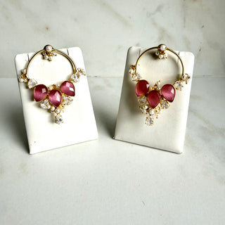 Zaria  Pink & Pearl Chand Hoops