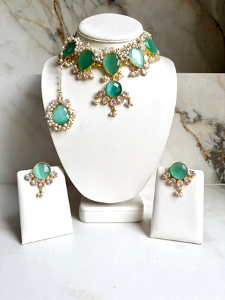 Zariya Aqua Pearl Choker Set