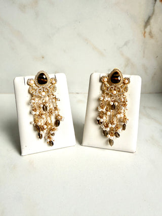 Adaa Brown Pearl Earrings
