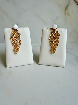 White Flower Drop Earrings